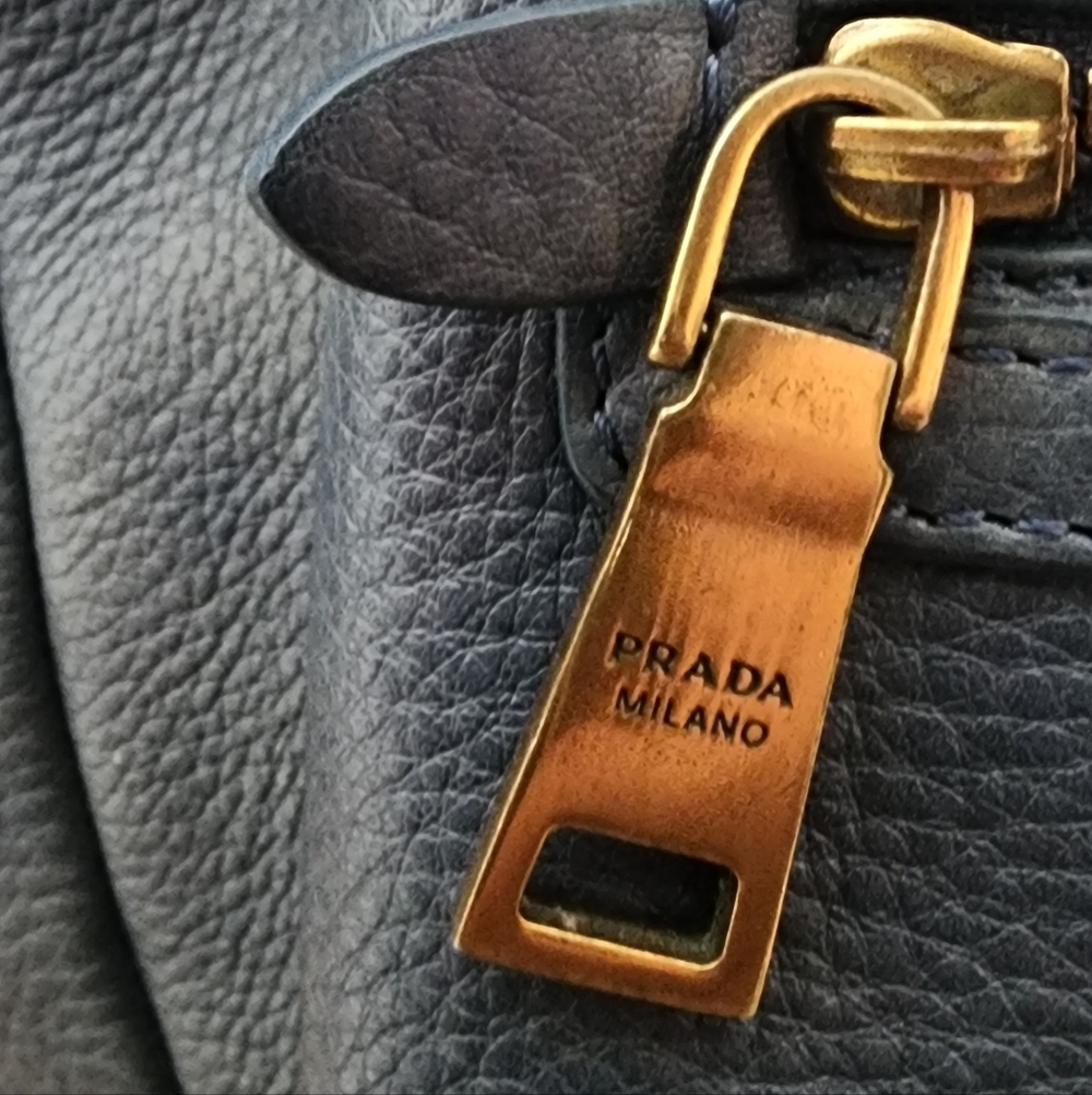 Prada Blue Leather Tote/Crossbody Bag - Picture 8 of 16